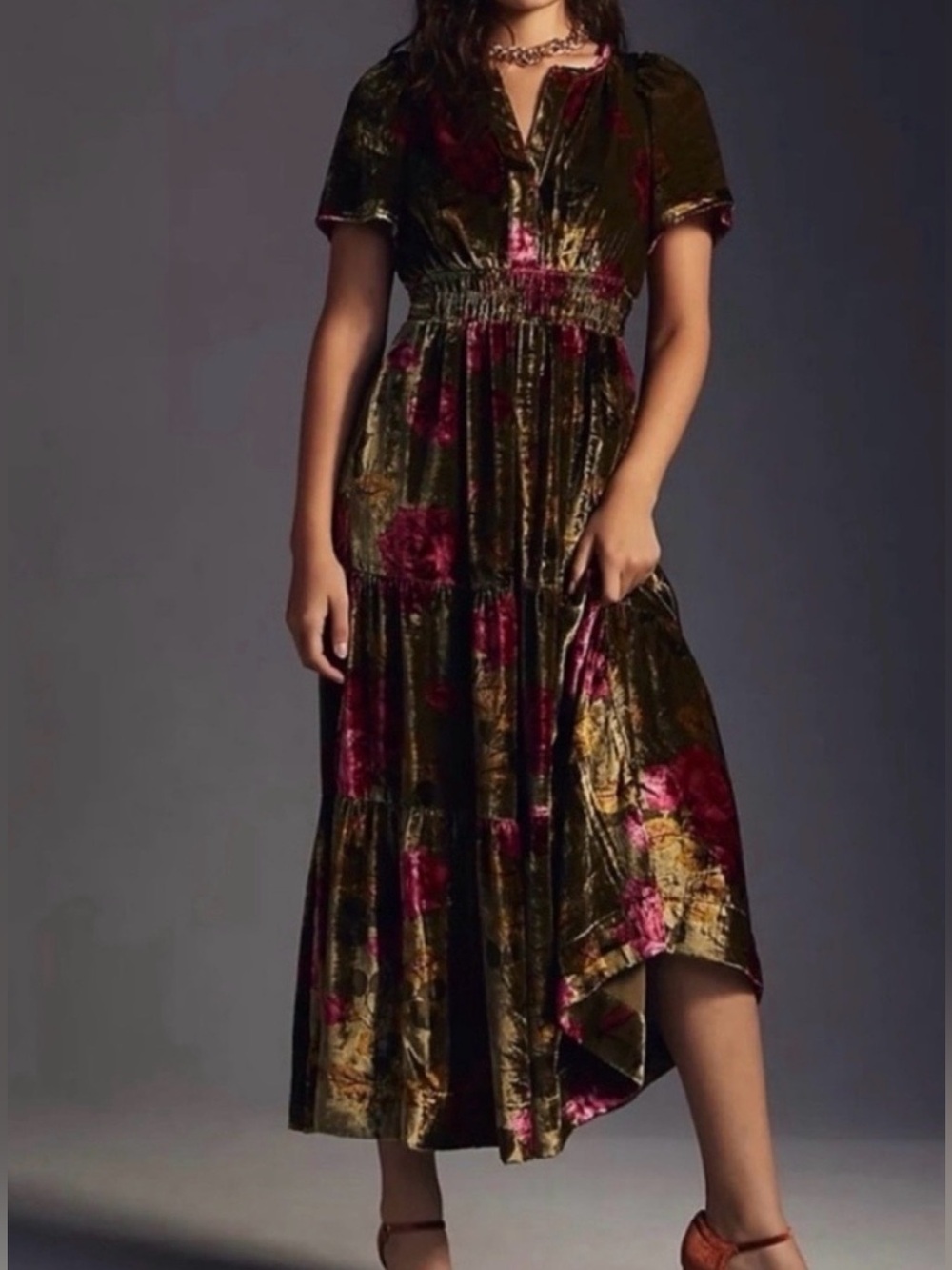 Anthropologie Somerset Velvet Maxi Dress